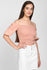 Casual Balloon Sleeve Solid Women Blush Smocky And Crop Top